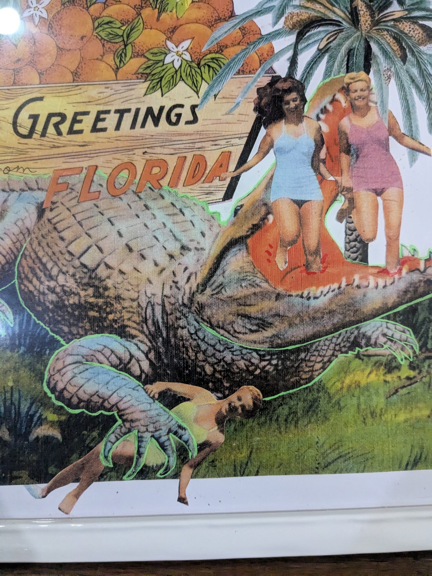 Greetings from Florida (11x14 mixed media collage on mat board - original)