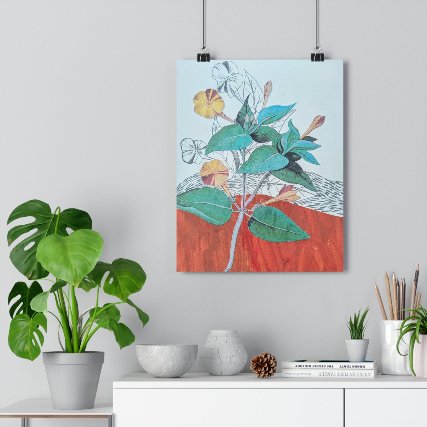 More Flowers (Mixed Media Collage Fine Art Giclee Print)