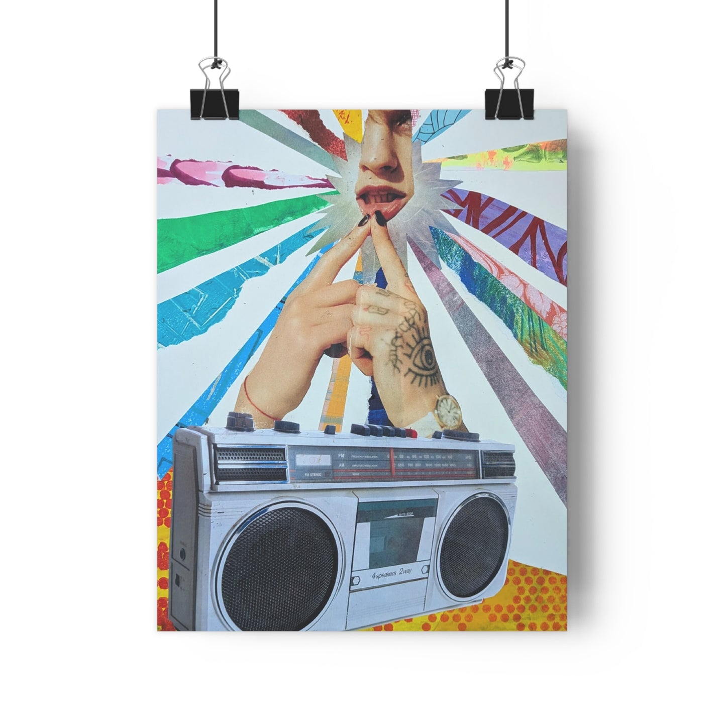 Boom (Mixed Media Collage Fine Art Giclee Print)