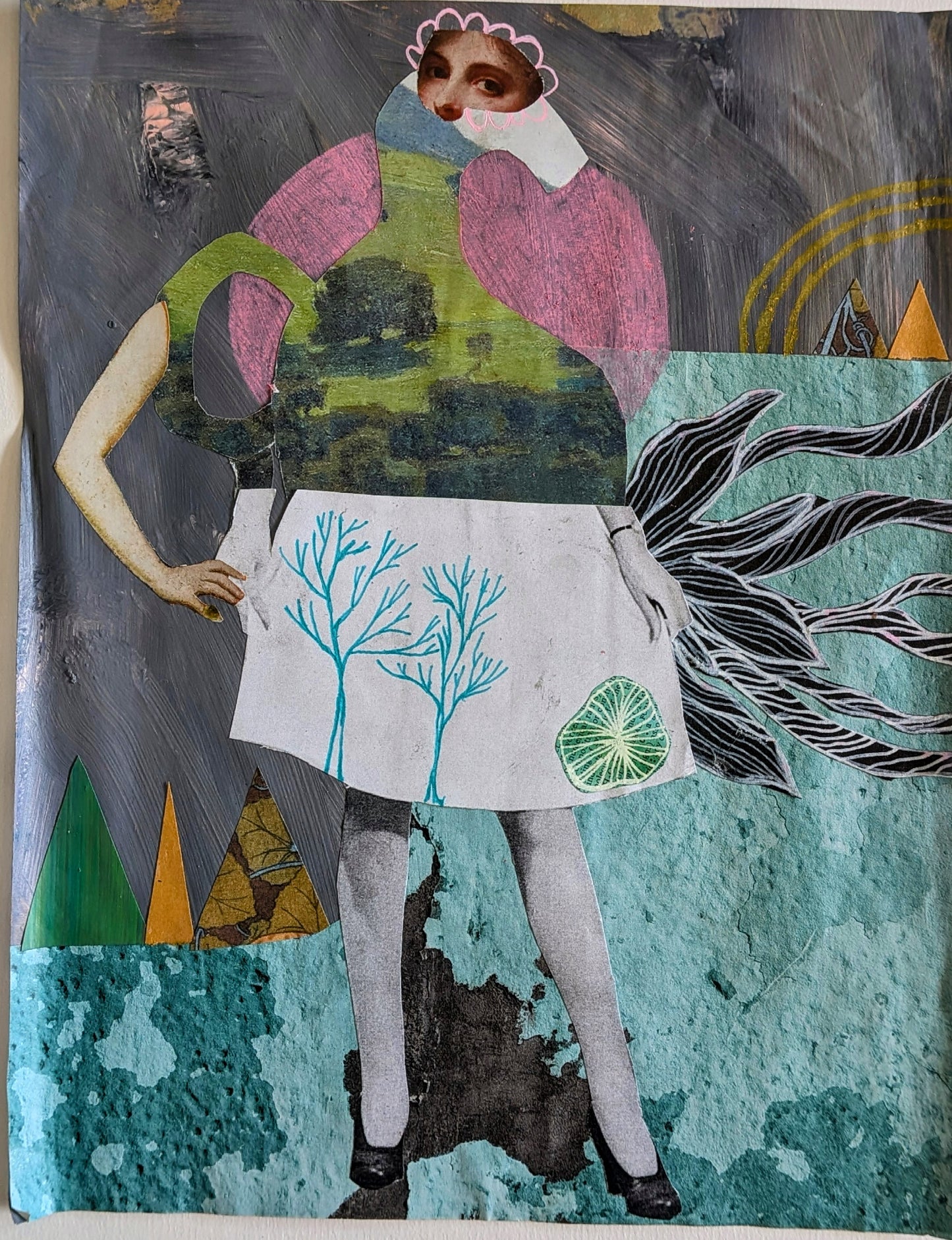 Little Teapot(8.5x11" mixed media collage, original)