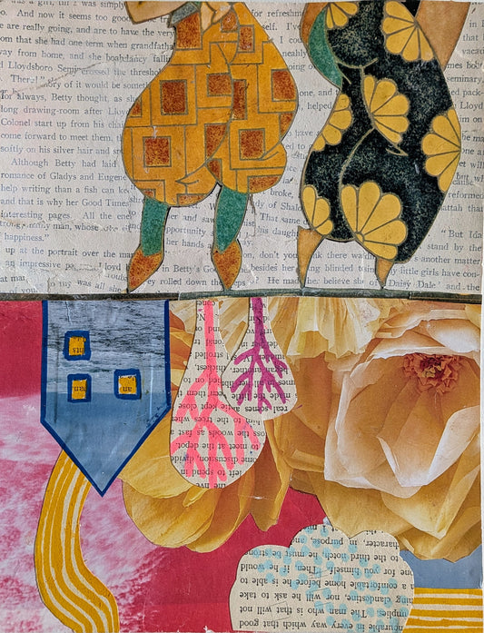 On the Line (8x10" mixed media collage, original)