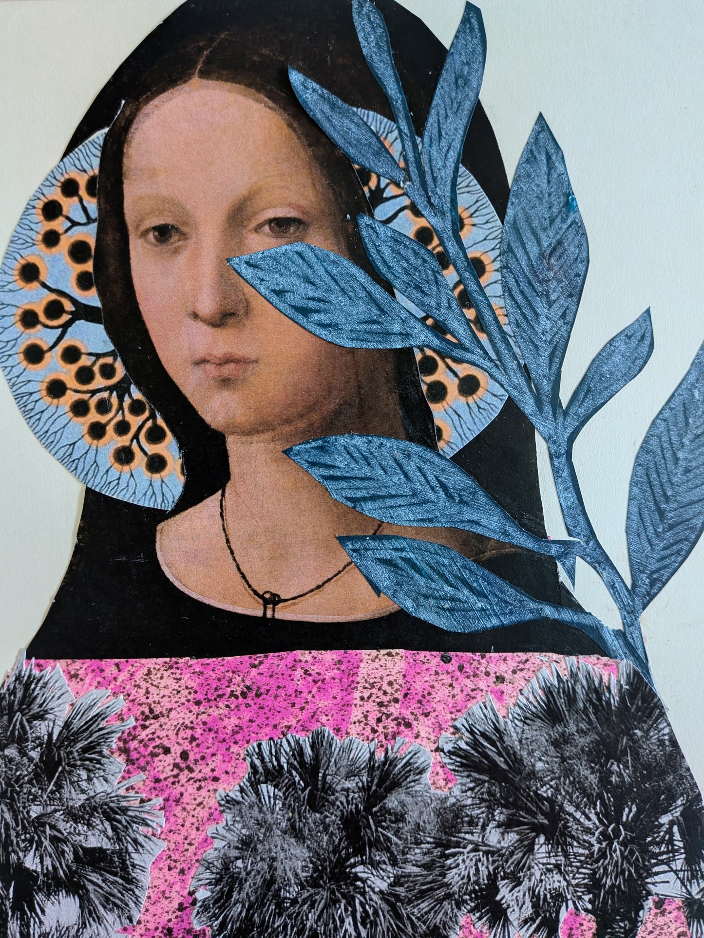 Through the Trees (8x10" mixed media collage, original)