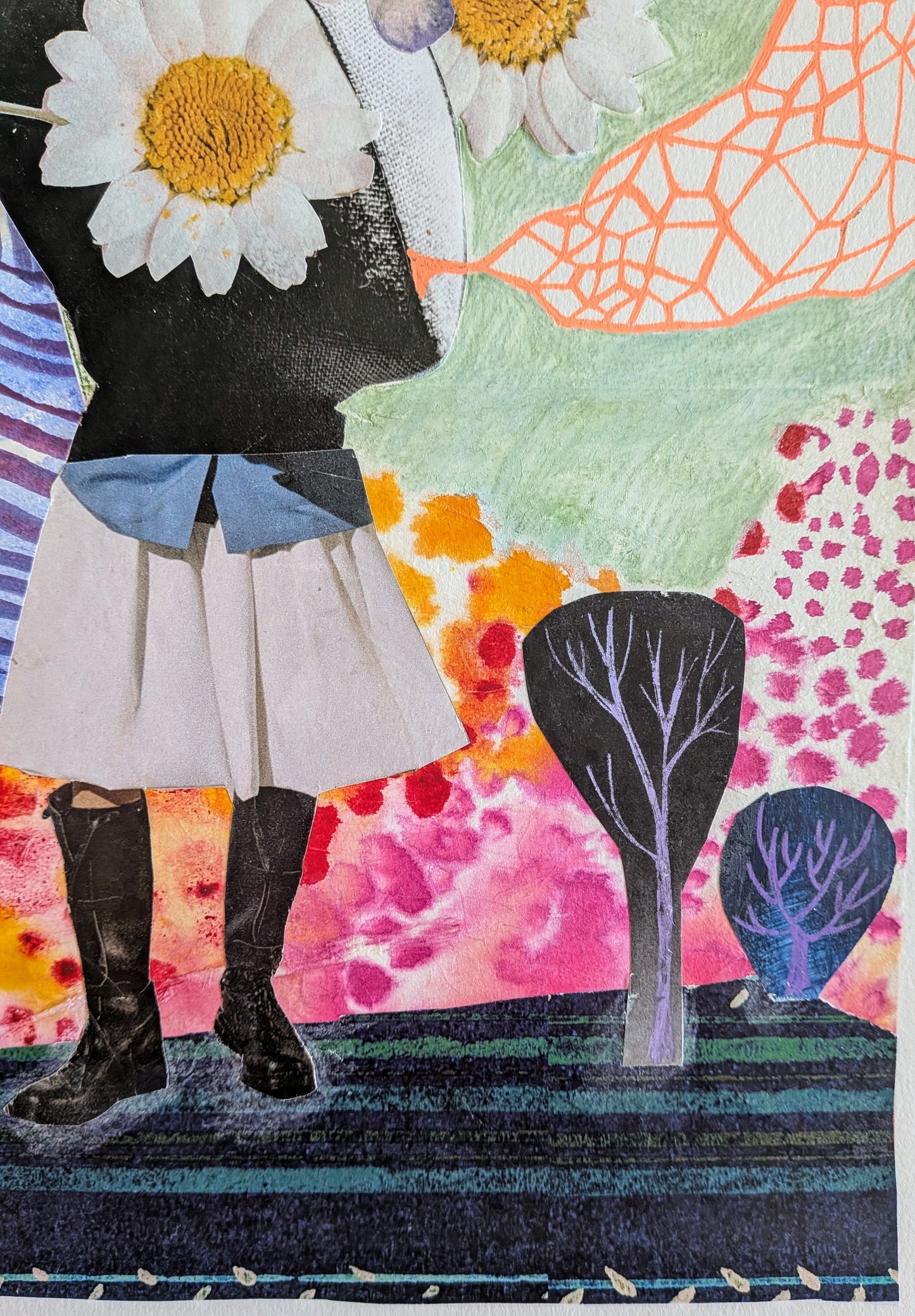 I Mask It All (9x12 mixed media collage, original)