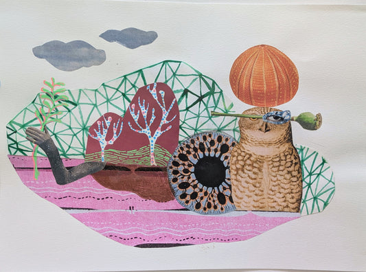 Little Forest (9x12 mixed media collage, original)