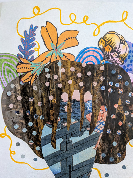 The Lost Hand (9x12" mixed media collage, original)