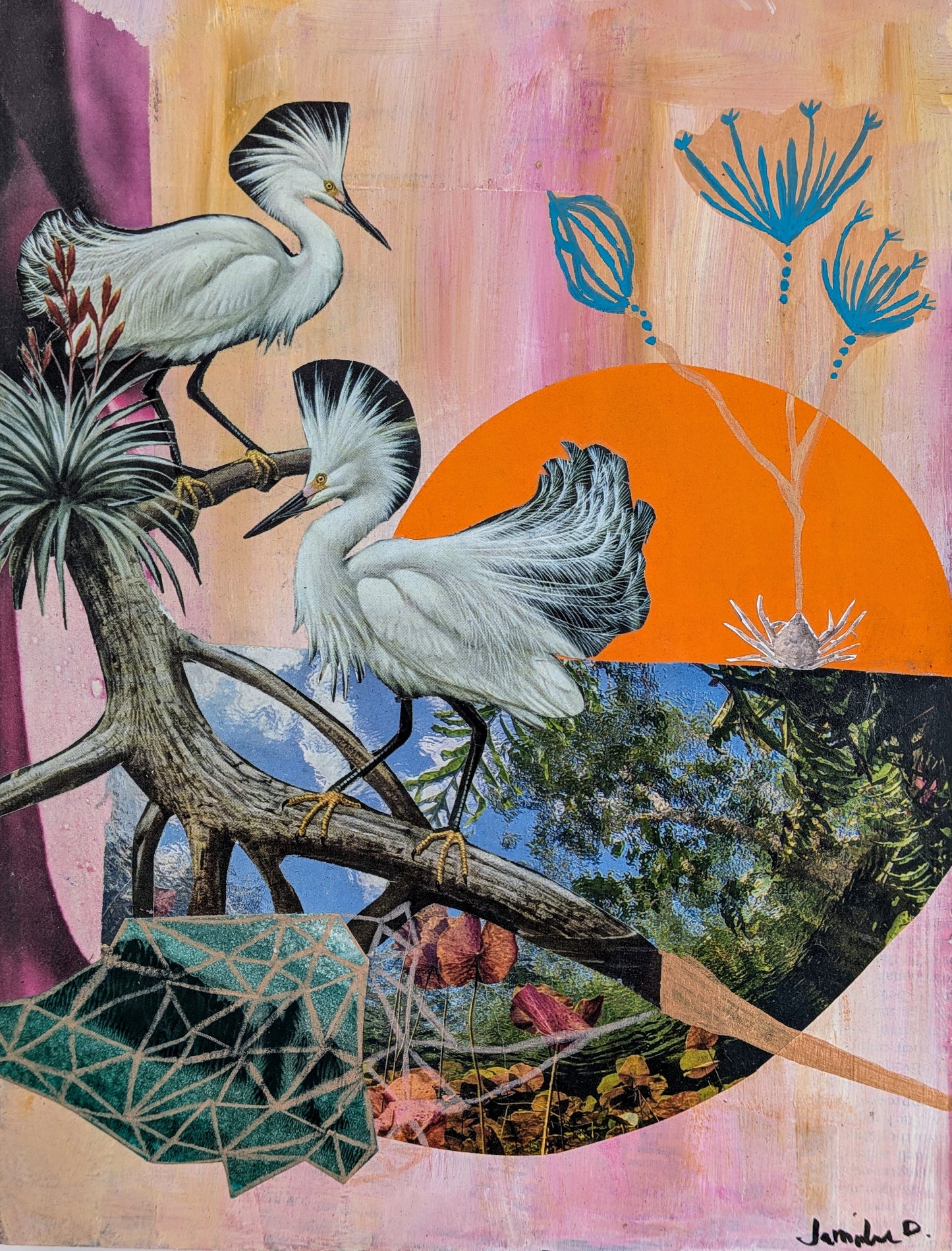 Dreamscape I (9x12" mixed media collage on cradled wood panel)