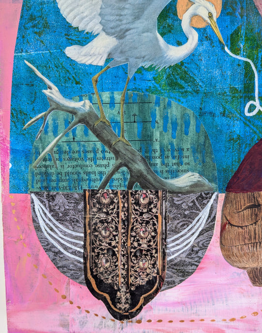 Dreamscape II (9x12" mixed media collage on cradled wood panel)