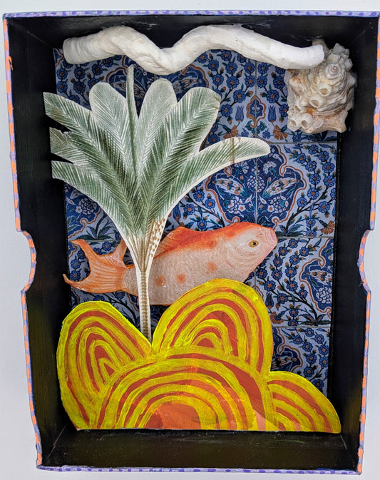 Fish in a Weird Ocean (small assemblage in a box)