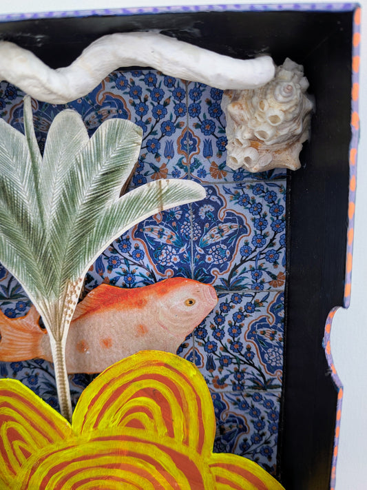Fish in a Weird Ocean (small assemblage in a box)