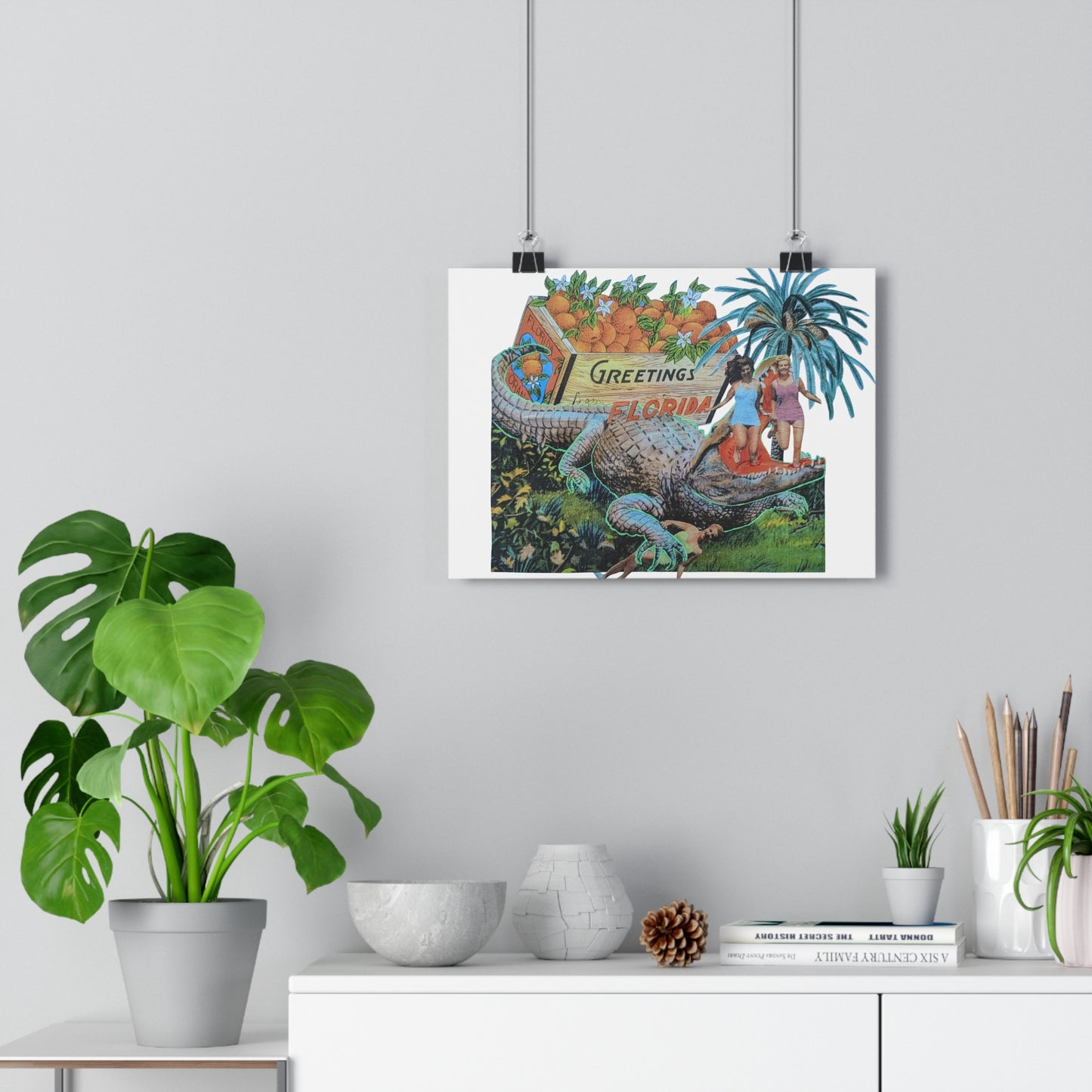 Greetings from Florida (Mixed Media Collage Fine Art Giclee Print)