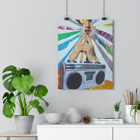 Boom (Mixed Media Collage Fine Art Giclee Print)
