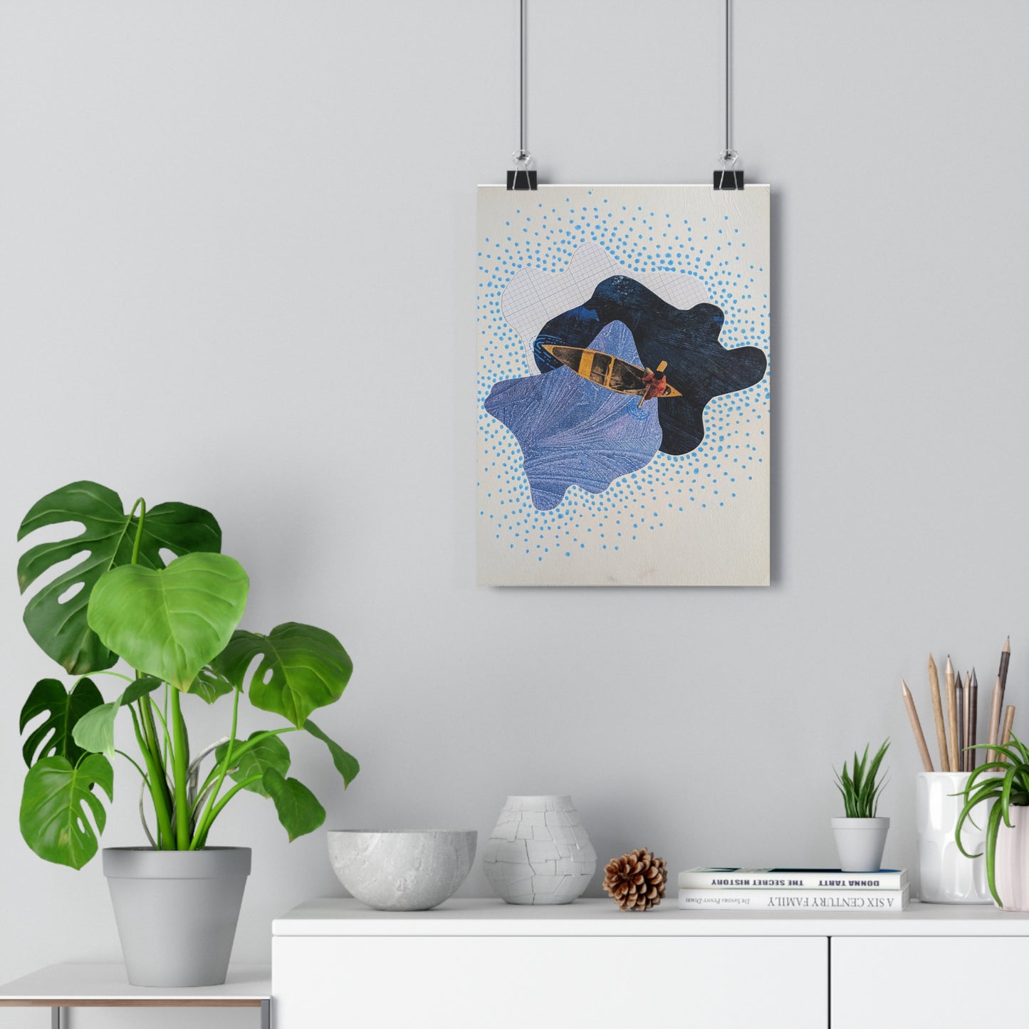 Lost at Sea (Mixed Media Collage Fine Art Giclee Print)