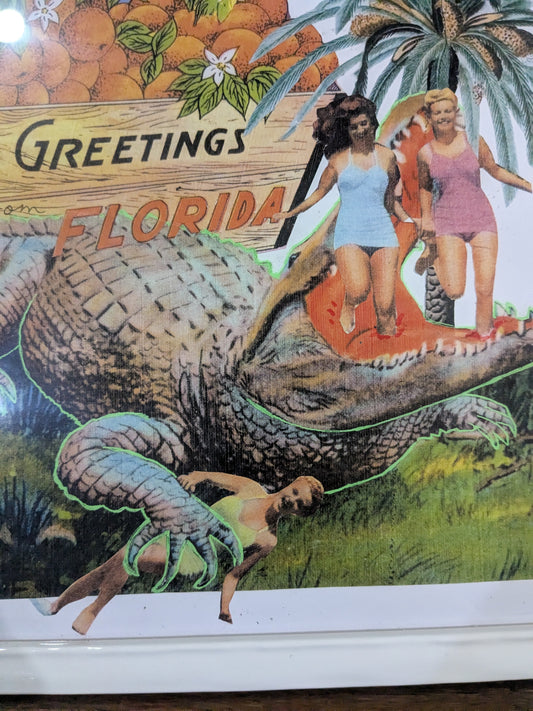 Greetings from Florida (11x14 mixed media collage on mat board - original)