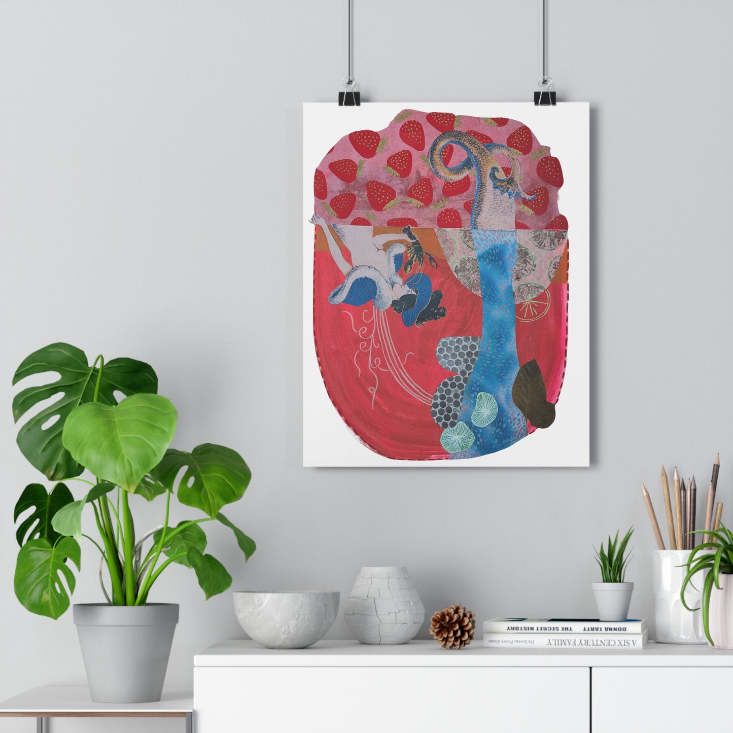 Because My Lobster Told Me So (Mixed Media Collage Fine Art Giclee Print)