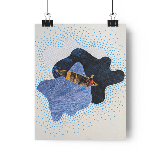 Lost at Sea (Mixed Media Collage Fine Art Giclee Print)