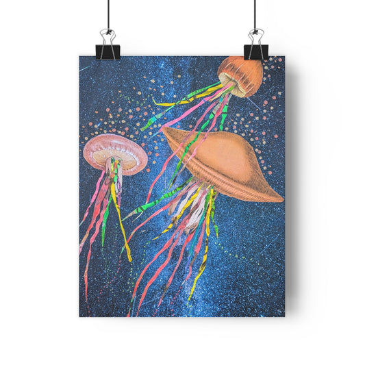 Mushroom Jellies (Mixed Media Collage Fine Art Giclee Print)