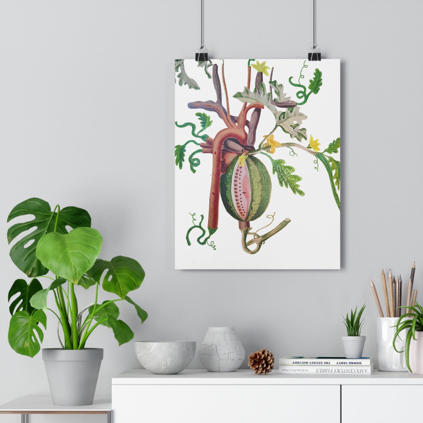 Watermelon Heart (Mixed Media Collage Fine Art Giclee Print)