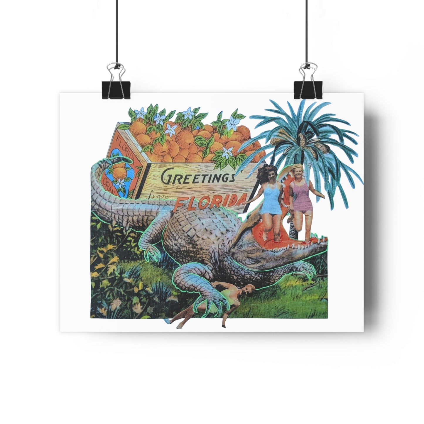 Greetings from Florida (Mixed Media Collage Fine Art Giclee Print)