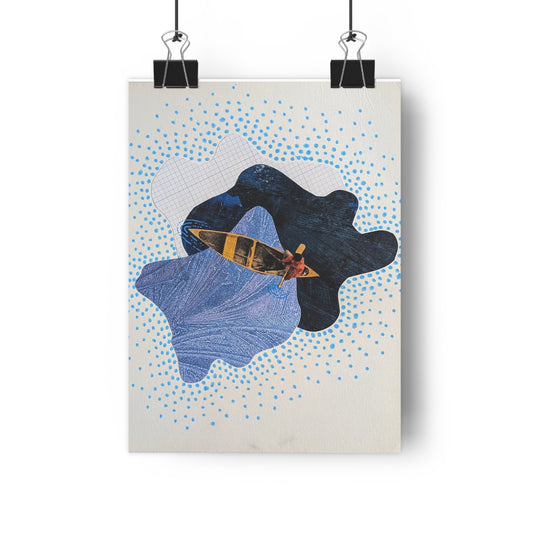 Lost at Sea (Mixed Media Collage Fine Art Giclee Print)