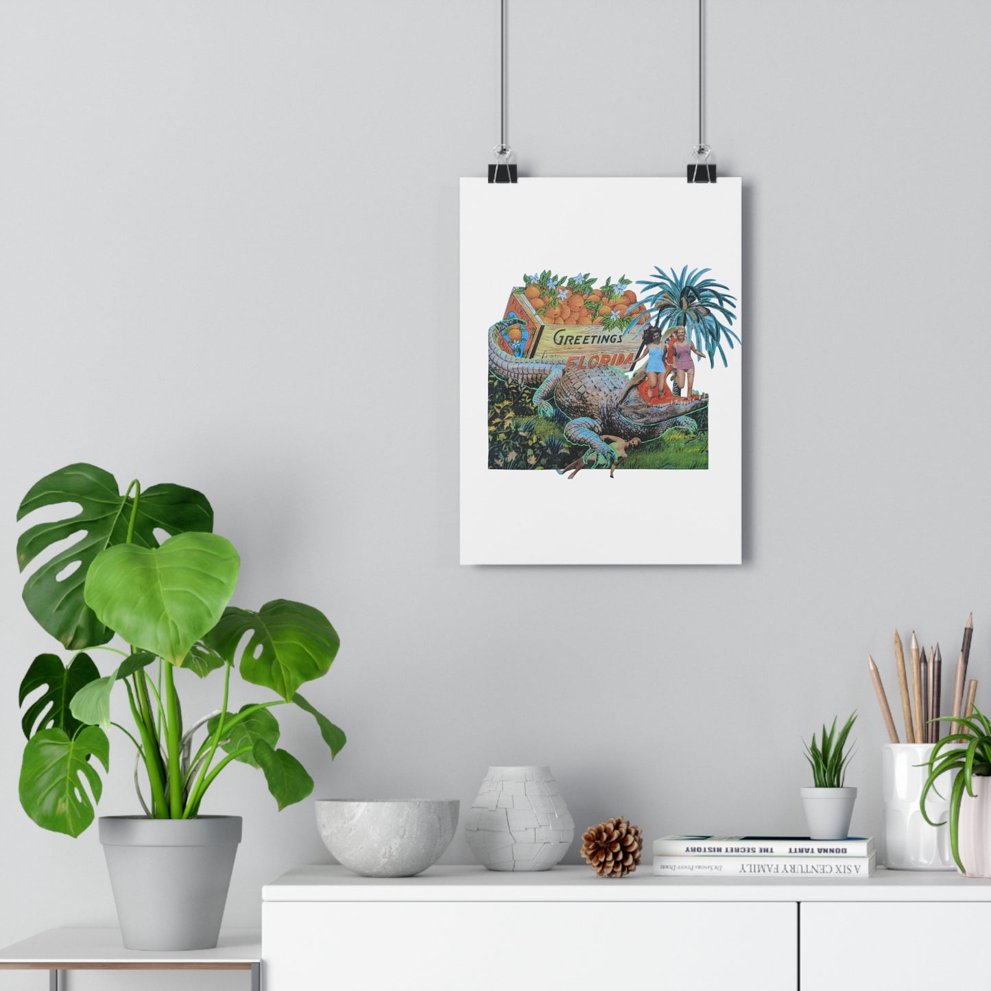 Greetings from Florida (Mixed Media Collage Fine Art Giclee Print)