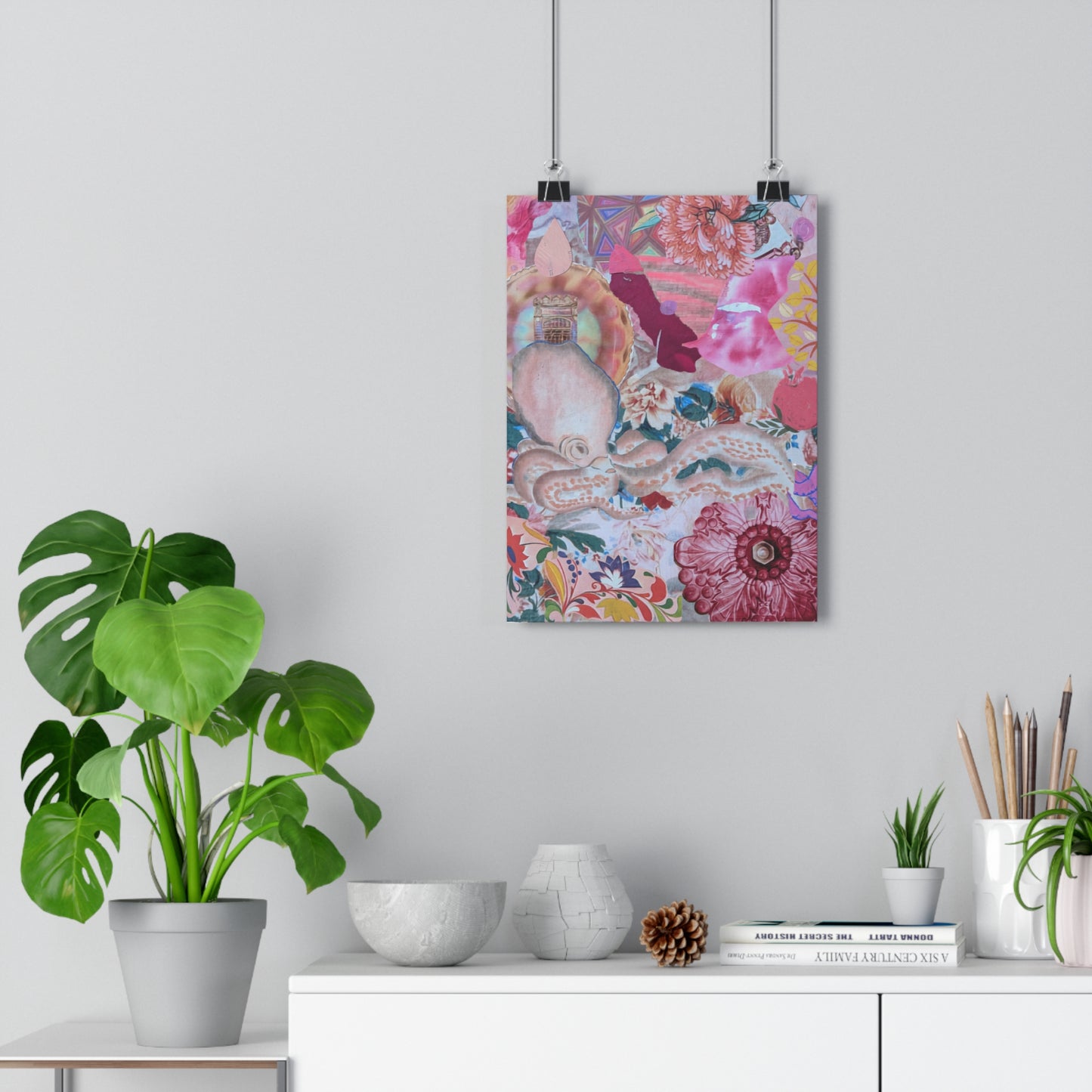 Pink (Mixed Media Collage Fine Art Giclee Print)