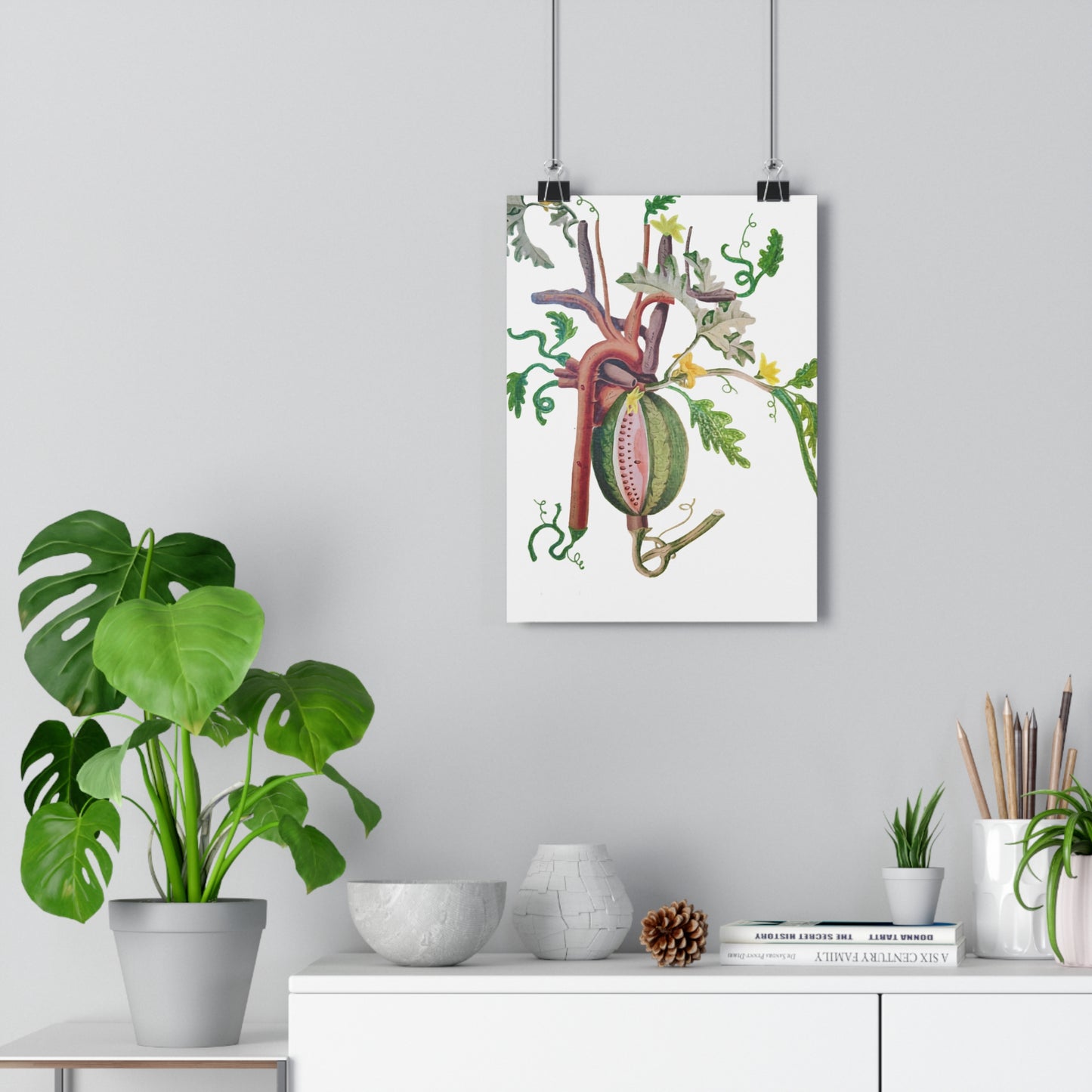 Watermelon Heart (Mixed Media Collage Fine Art Giclee Print)