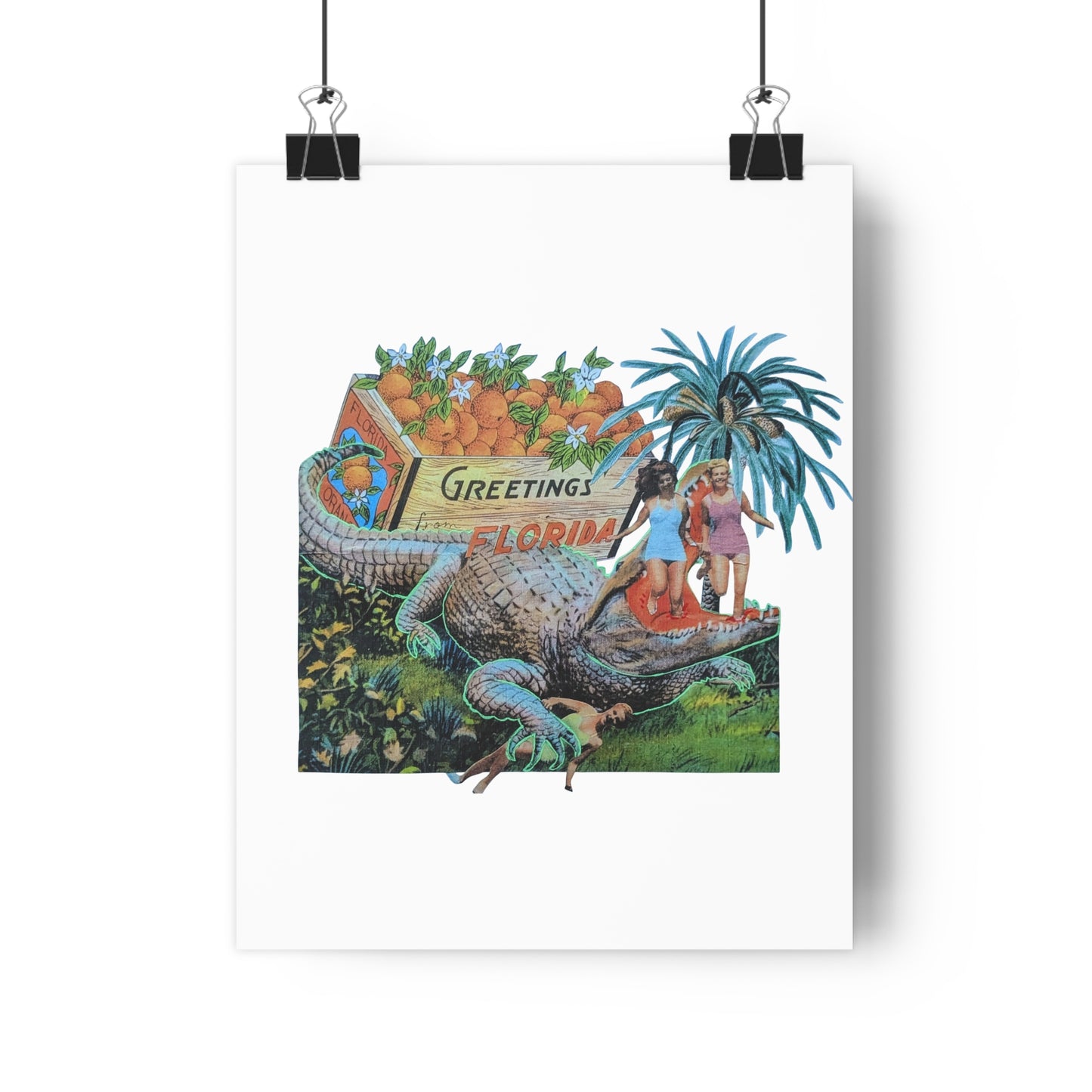 Greetings from Florida (Mixed Media Collage Fine Art Giclee Print)