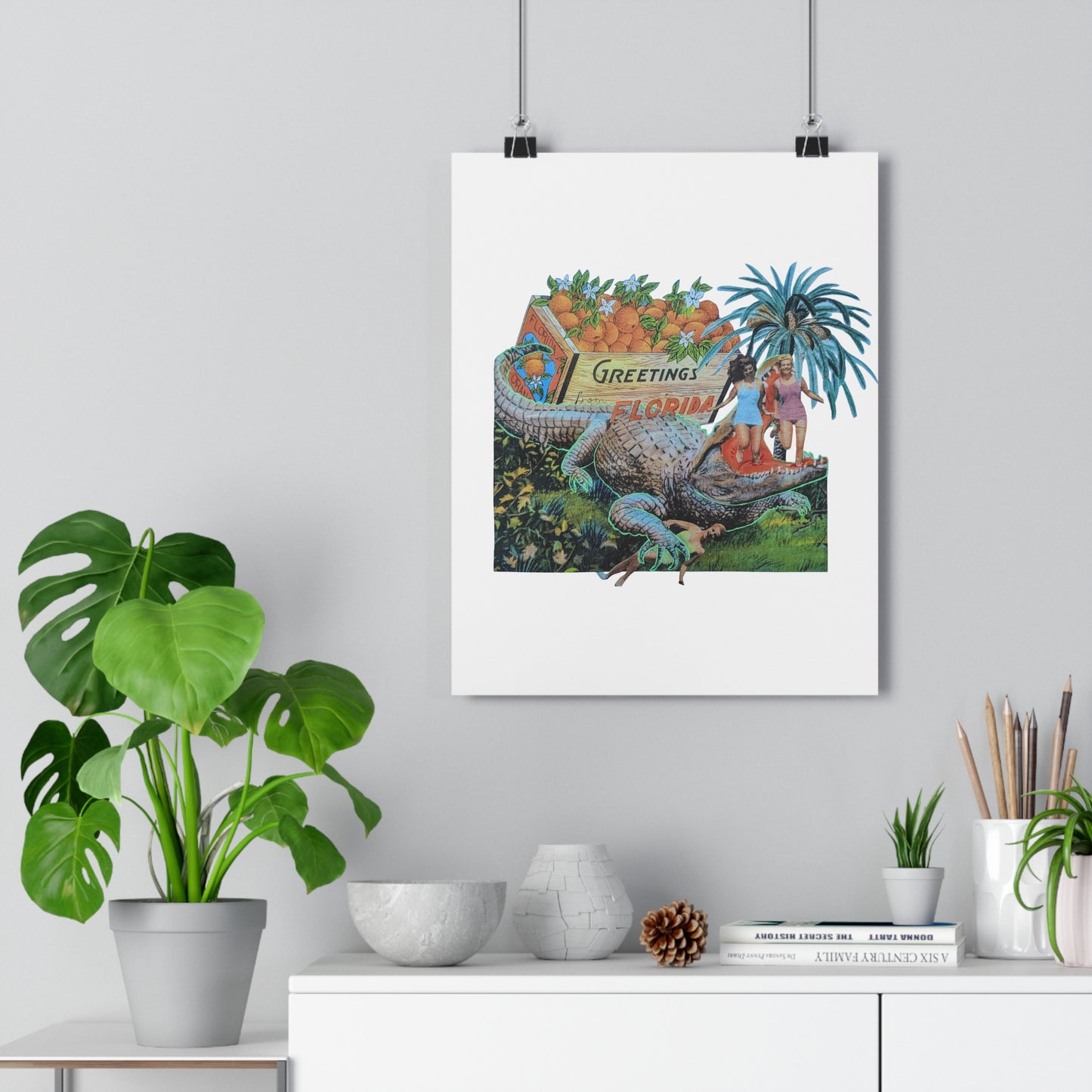 Greetings from Florida (Mixed Media Collage Fine Art Giclee Print)