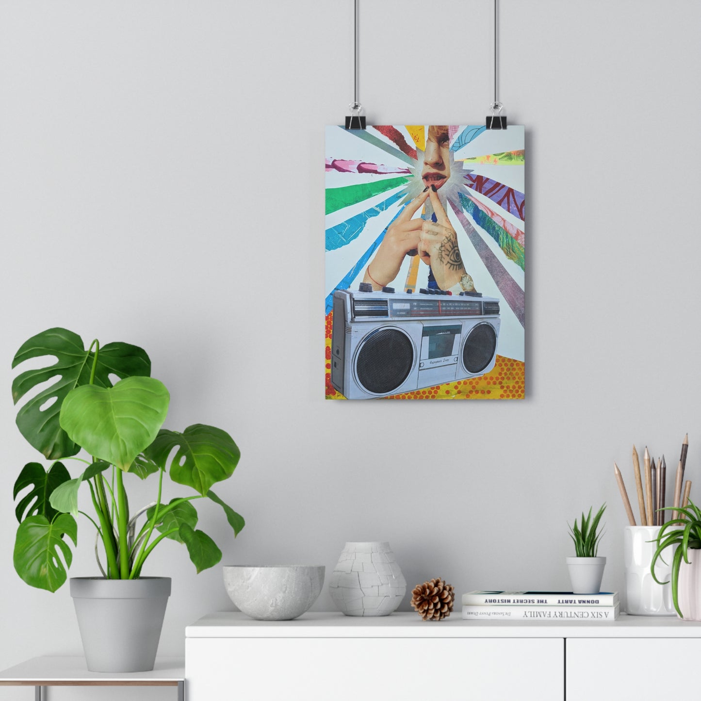 Boom (Mixed Media Collage Fine Art Giclee Print)