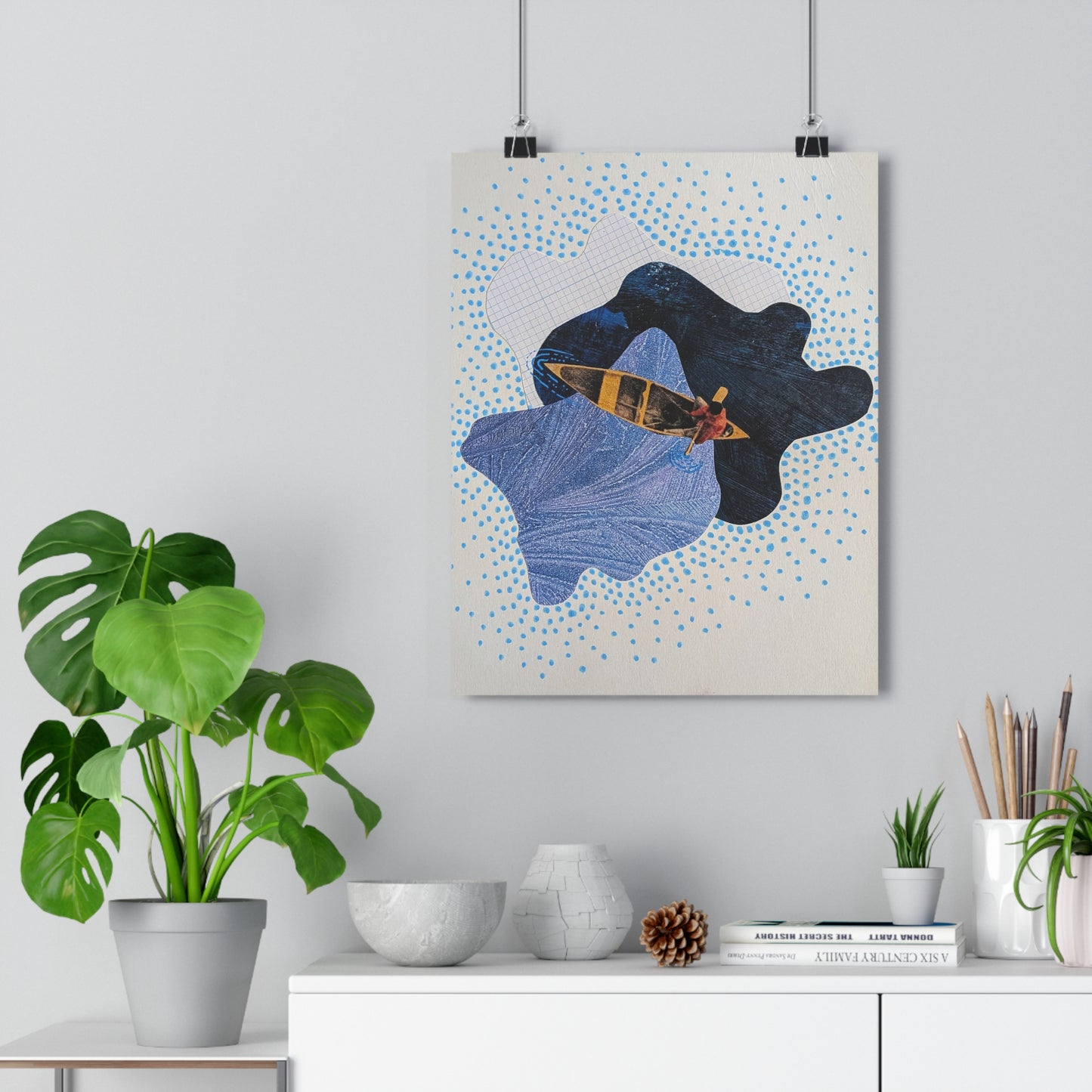 Lost at Sea (Mixed Media Collage Fine Art Giclee Print)