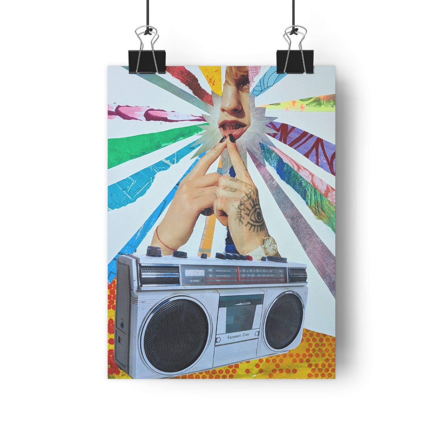 Boom (Mixed Media Collage Fine Art Giclee Print)