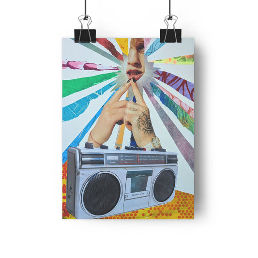 Boom (Mixed Media Collage Fine Art Giclee Print)
