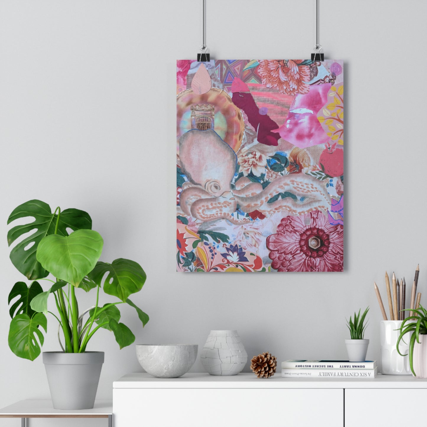 Pink (Mixed Media Collage Fine Art Giclee Print)