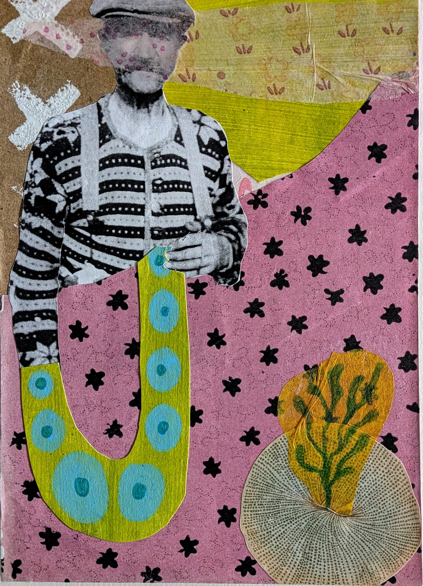 Aloof (5x7" collage, original)