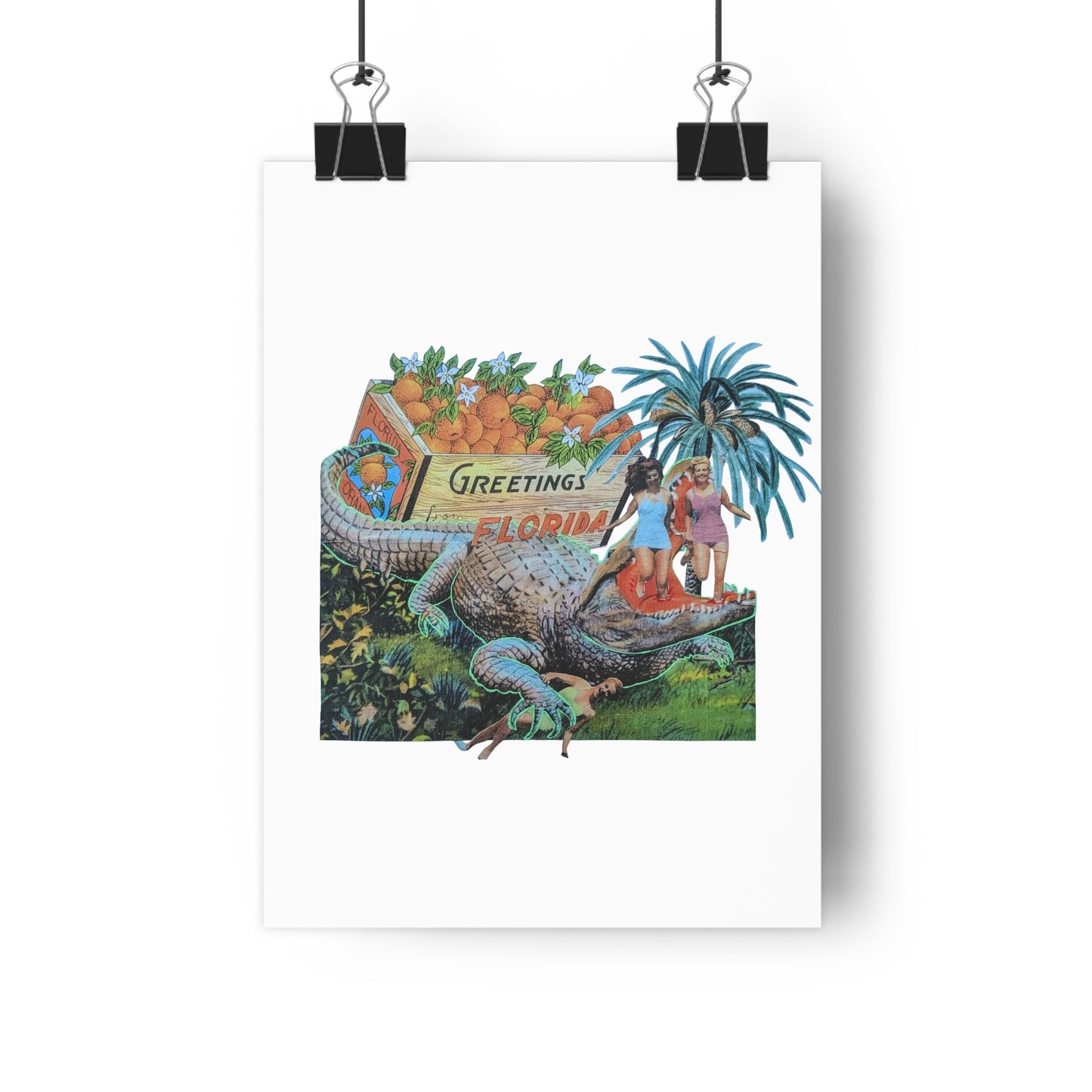 Greetings from Florida (Mixed Media Collage Fine Art Giclee Print)