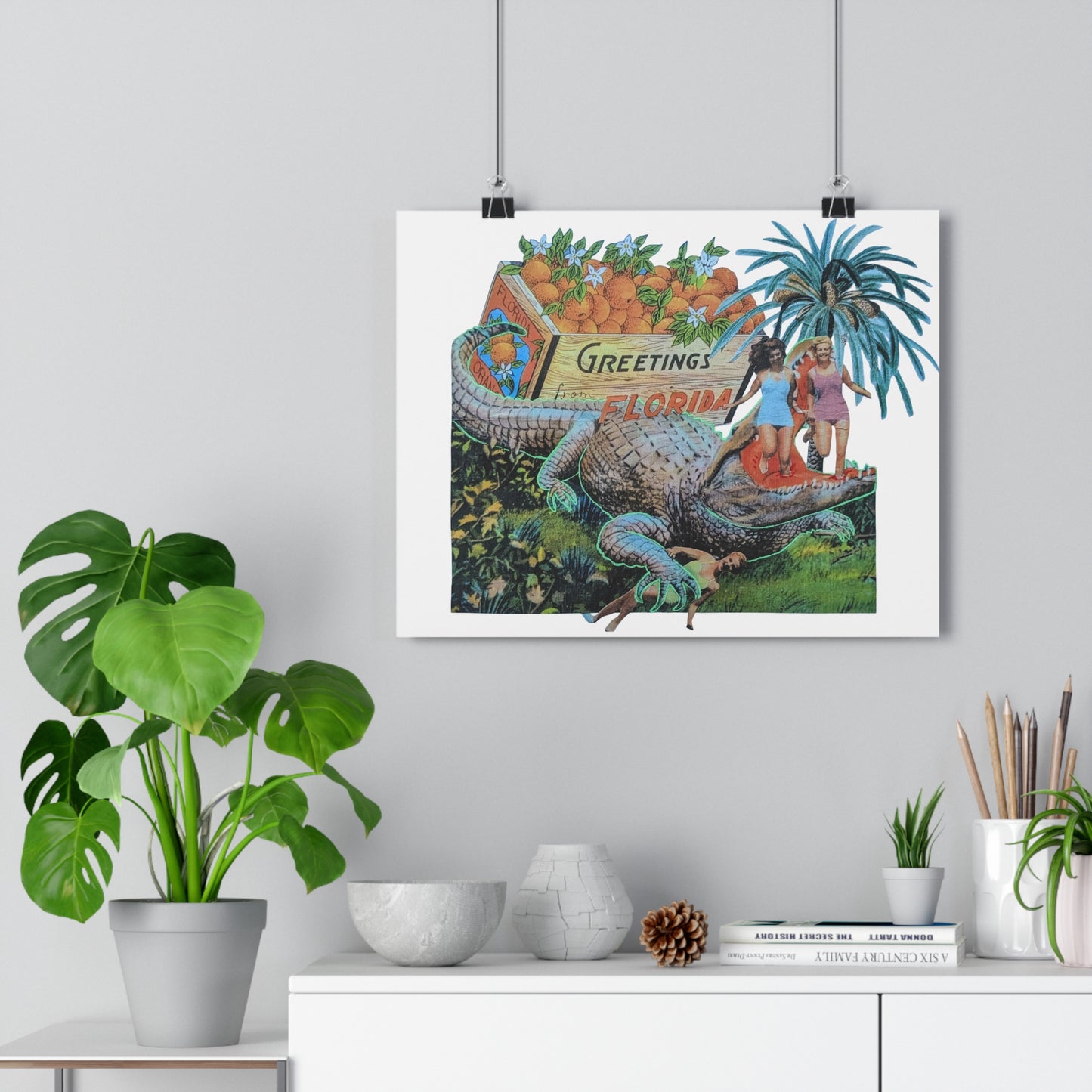 Greetings from Florida (Mixed Media Collage Fine Art Giclee Print)