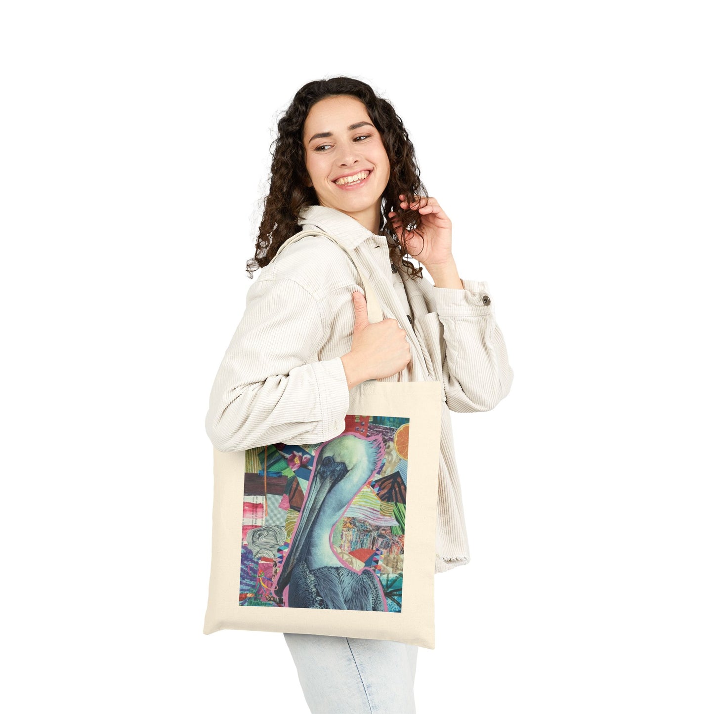 'Scrappy Pelican' - Medium Cotton Tote