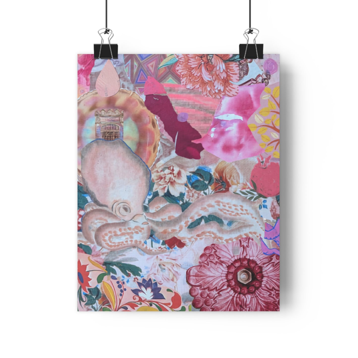 Pink (Mixed Media Collage Fine Art Giclee Print)
