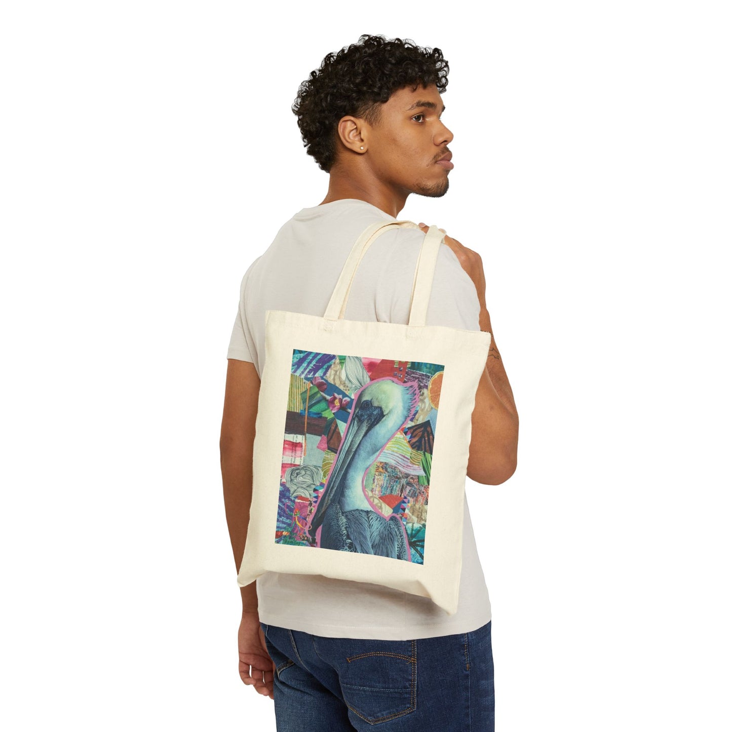 'Scrappy Pelican' - Medium Cotton Tote
