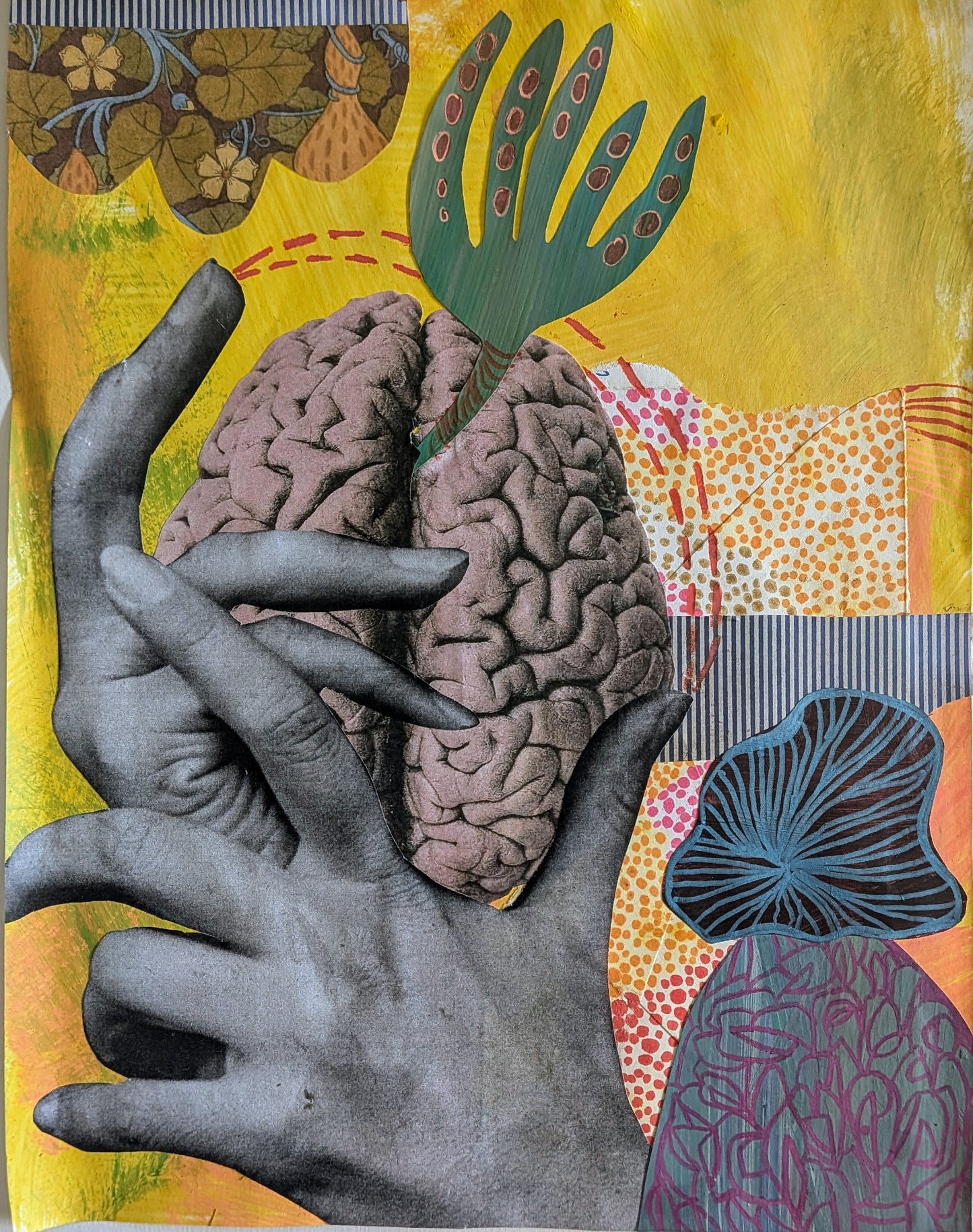 Holding on to Memories (8.5x11" mixed media collage, original)