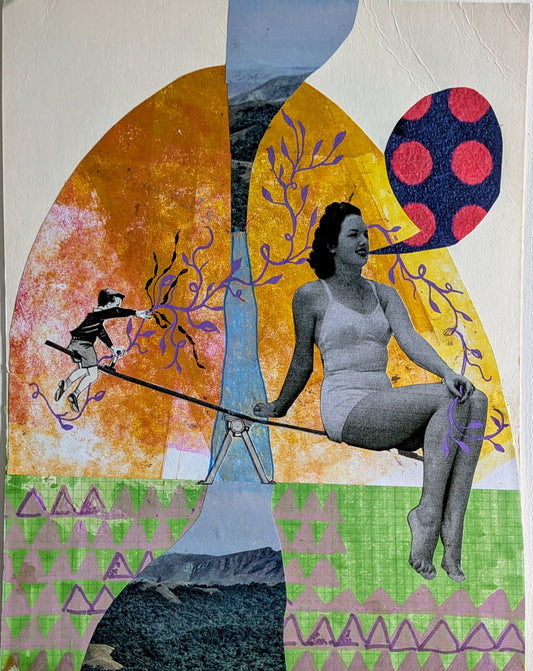 Talk It Out (8x10" mixed media collage, original)