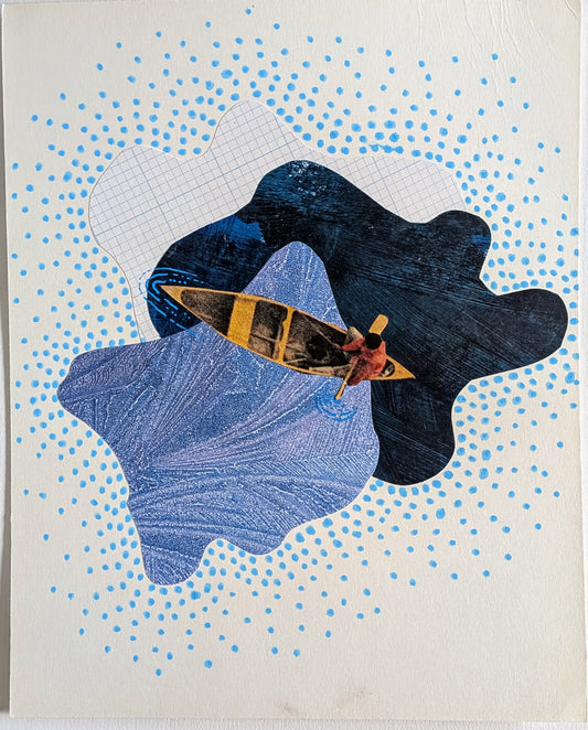 Lost at Sea (8x10 mixed media collage, orignal)