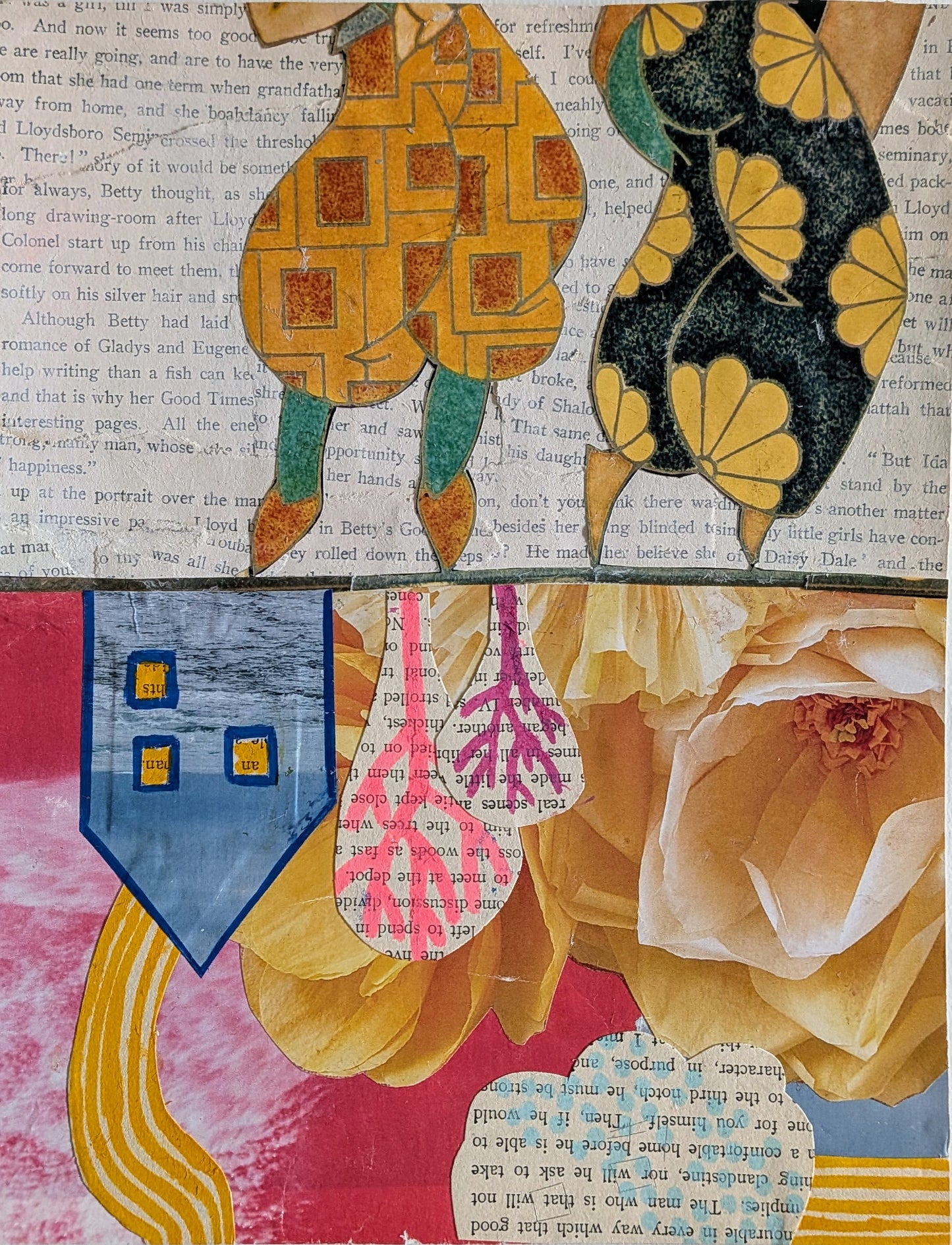 On the Line (8x10" mixed media collage, original)