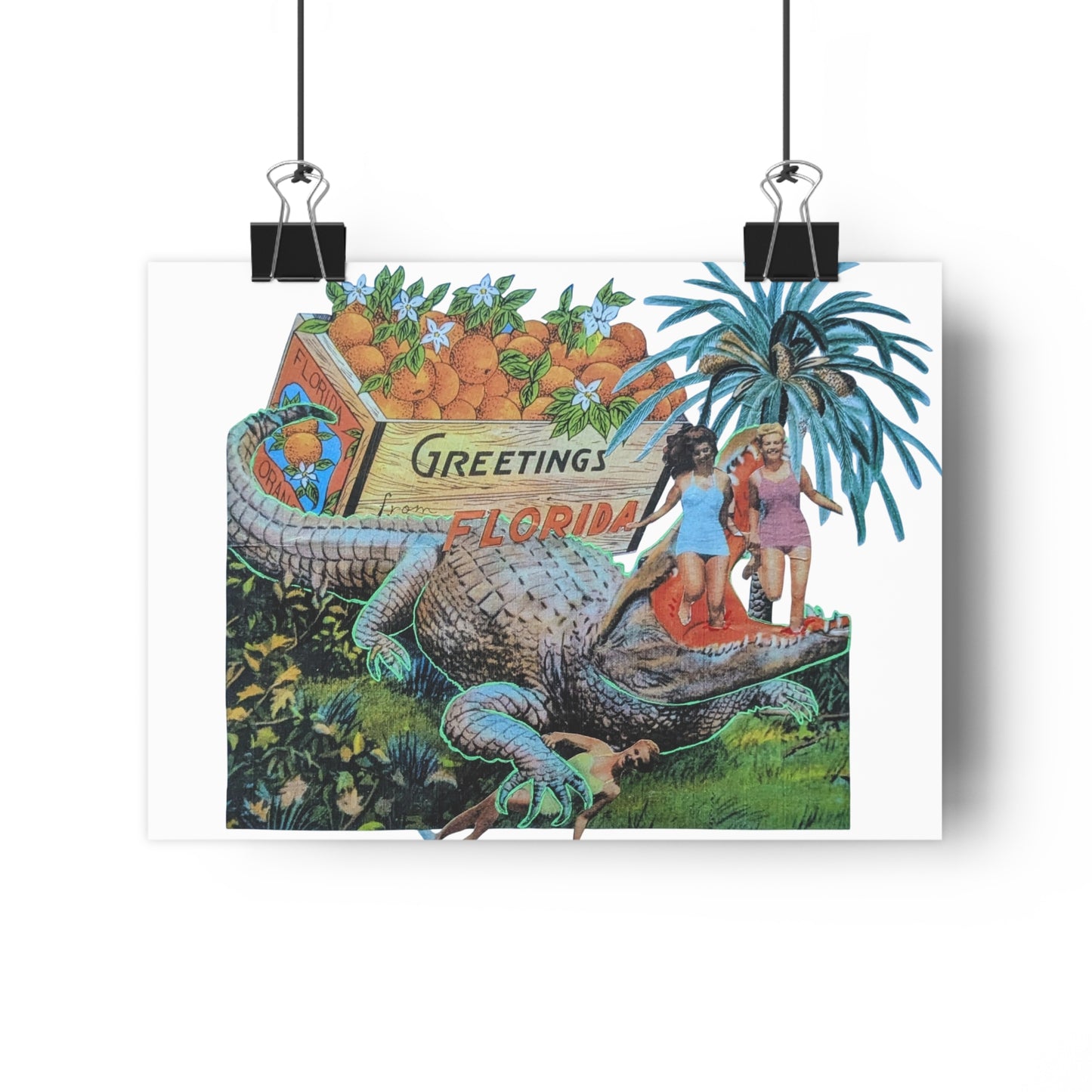 Greetings from Florida (Mixed Media Collage Fine Art Giclee Print)