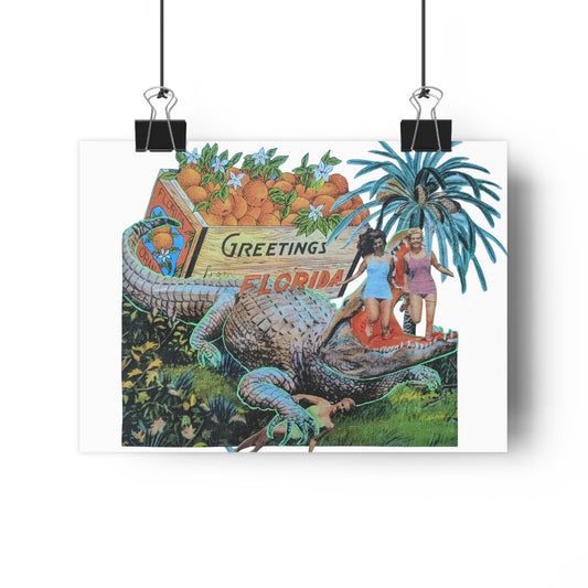 Greetings from Florida (Mixed Media Collage Fine Art Giclee Print)