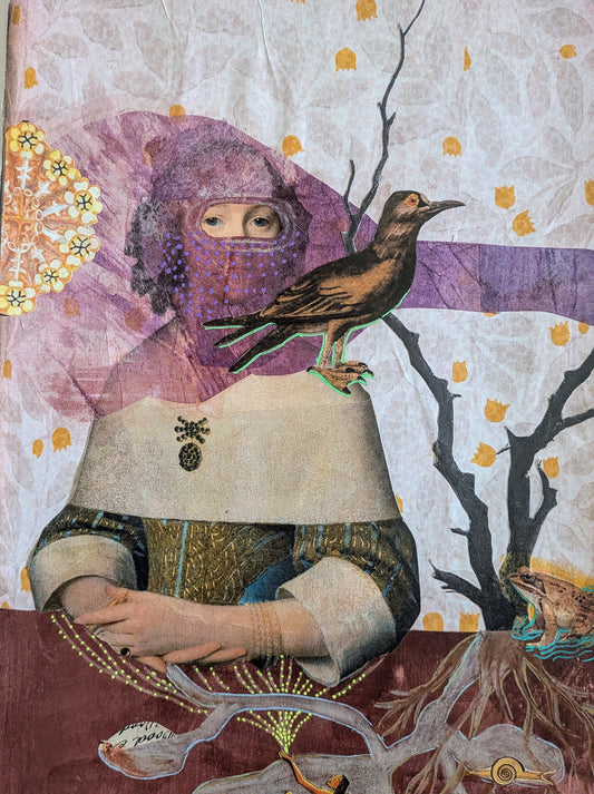 Connected Through the Earth (9x12" mixed media collage, original)