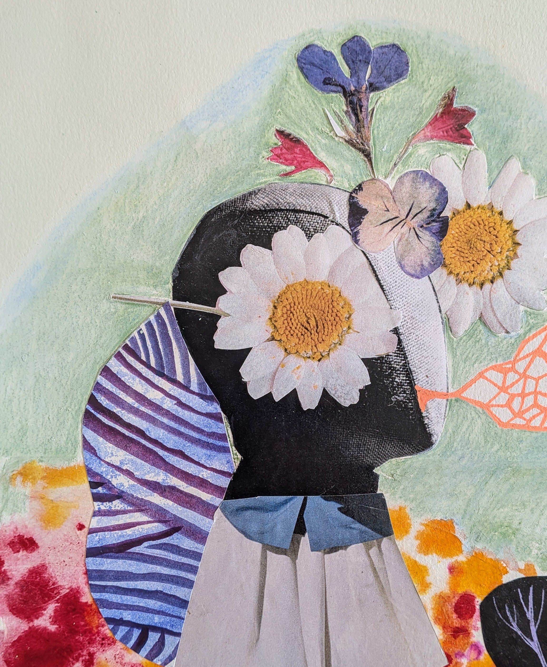 I Mask It All (9x12 mixed media collage, original) – Art by Jamilee