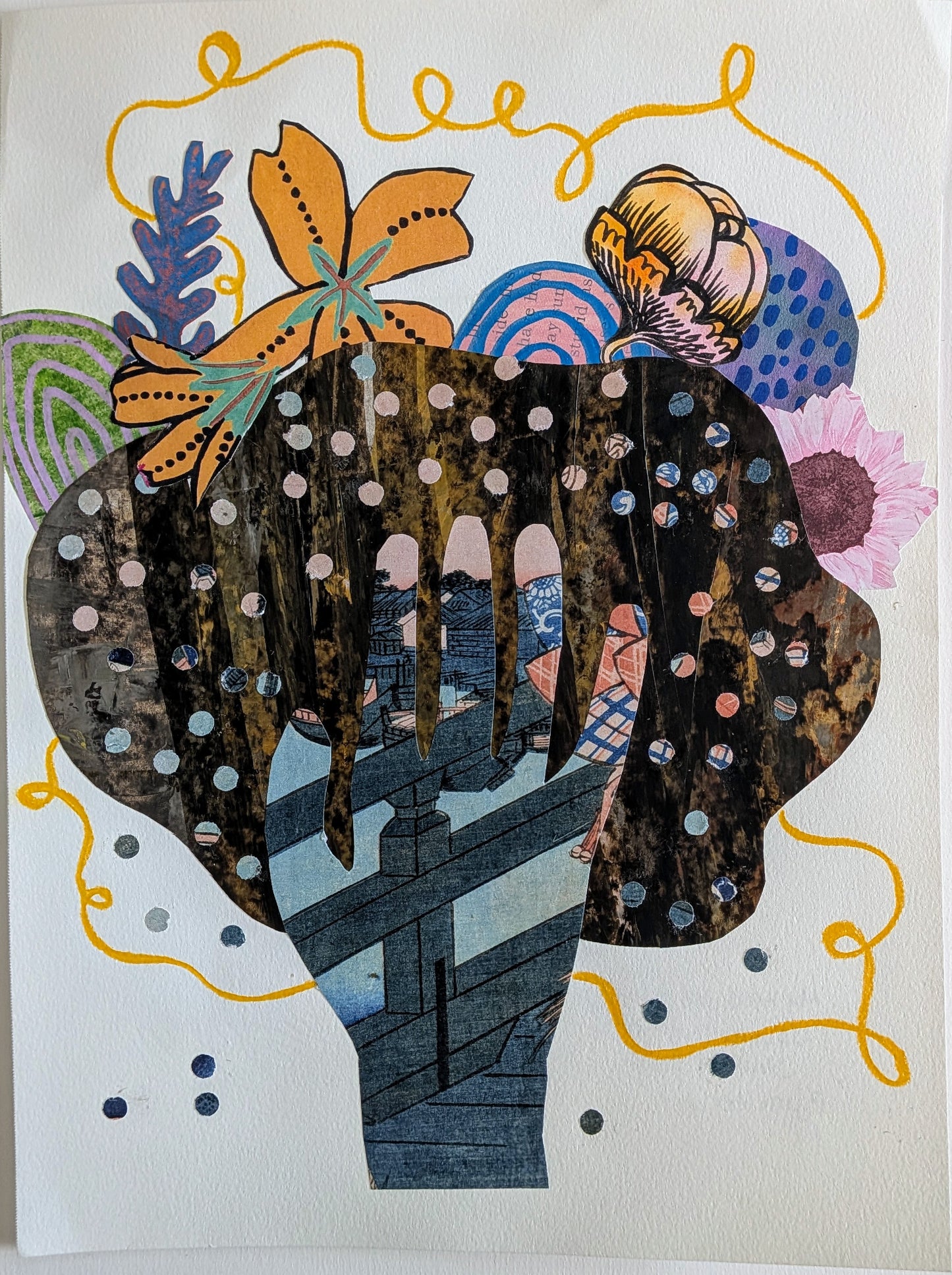 The Lost Hand (9x12" mixed media collage, original)