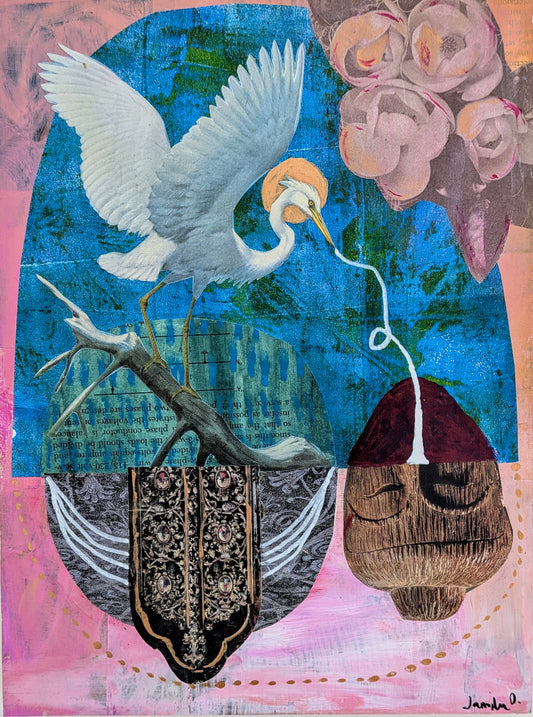 Dreamscape II (9x12" mixed media collage on cradled wood panel)