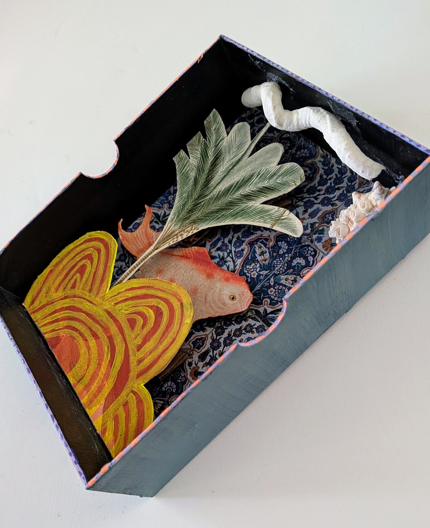 Fish in a Weird Ocean (small assemblage in a box)